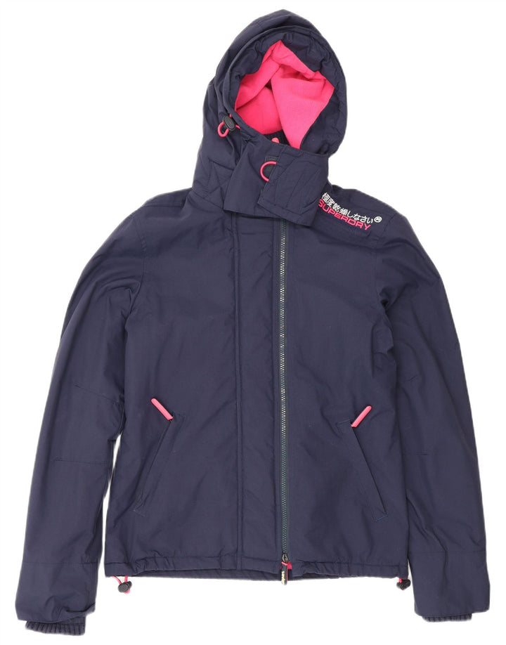 Superdry Damen Windcheater mit Kapuze, Windjacke, Gr. 10, Marineblau