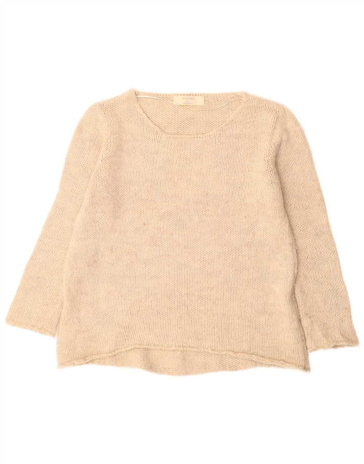 Zara Damen-Pullover mit U-Boot-Ausschnitt, UK 14, Mittelbeige, Acryl