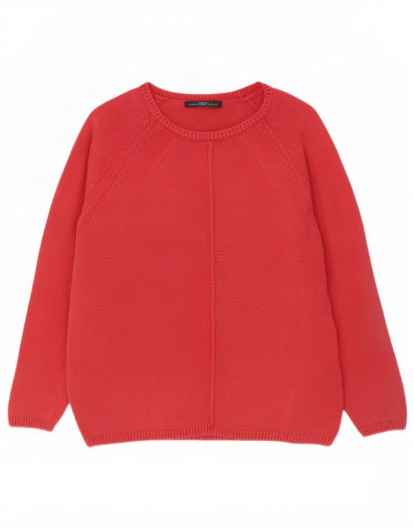 Marks & Spencer Damen-Pullover mit U-Boot-Ausschnitt, UK-Gr. 16, Größe L, Rosa, Baumwolle
