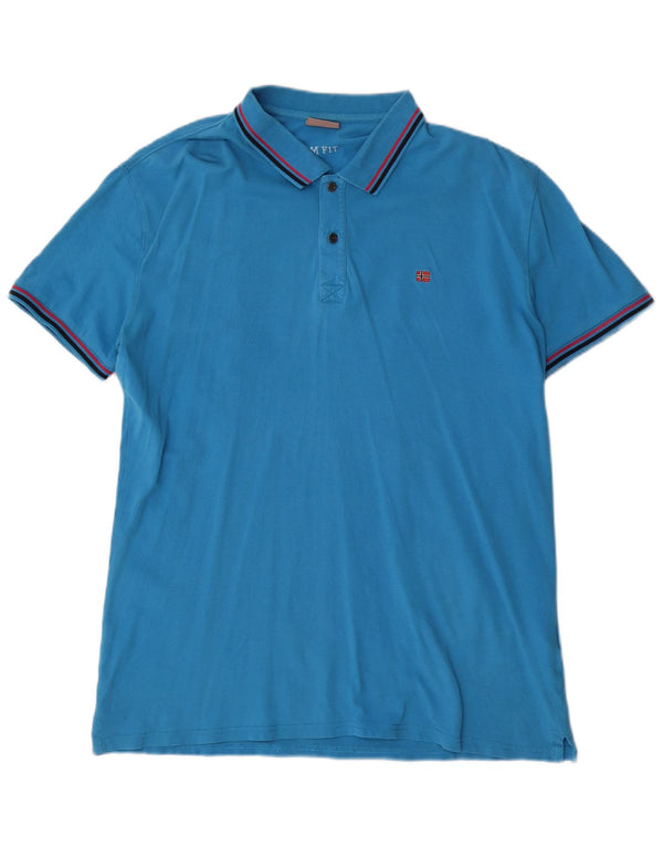 Napapijri Herren Slim Fit Poloshirt 2XL Blau Baumwolle