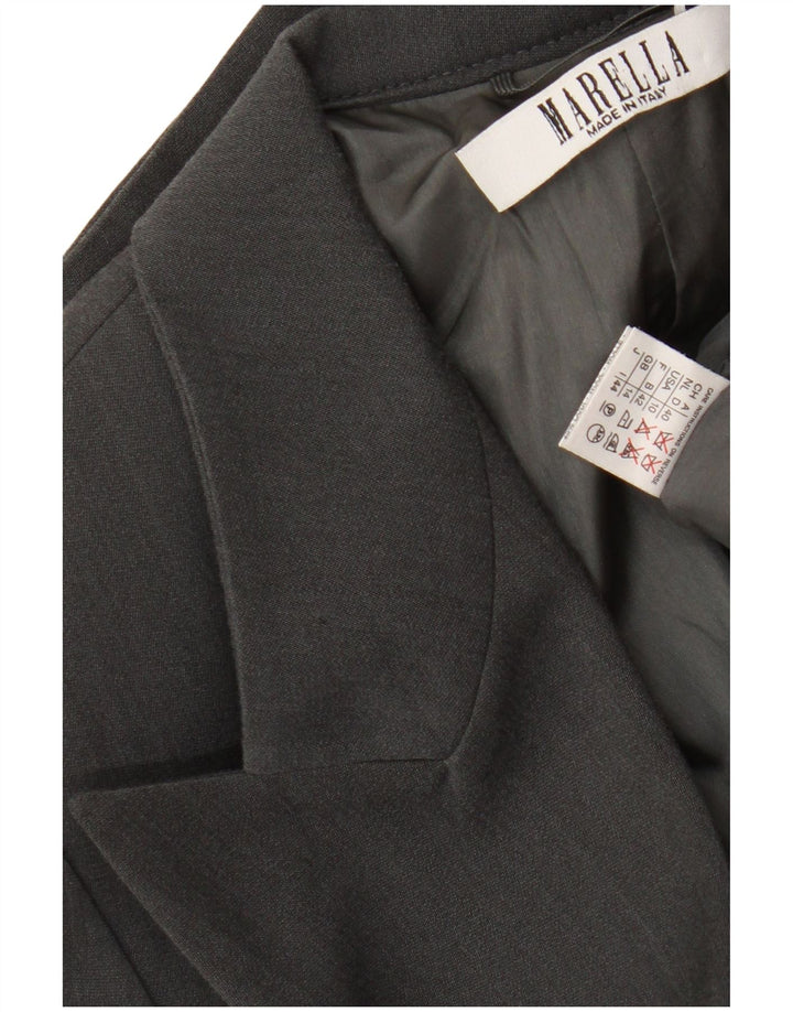 Marella Damen Zweireiher-Blazerjacke UK 14 Mittelgrau Cupro