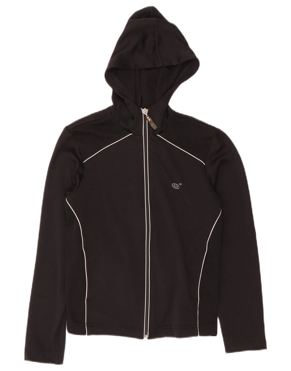 Sergio Tacchini Damen Crop Zip Hoodie Pullover UK 10 Small Schwarz
