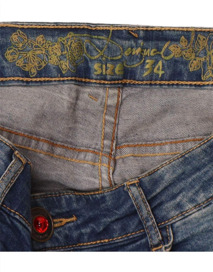 Desigual Damen Low Waist Joggers Slim Jeans W34 L32 Blau Patchwork