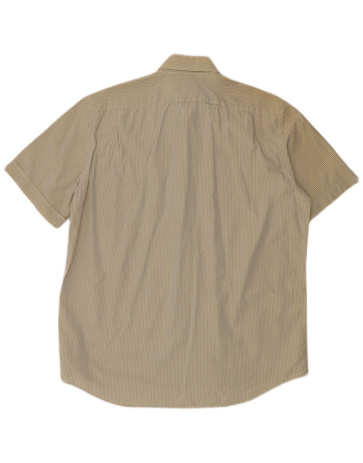 Lacoste Herren-Kurzarmhemd, Größe 42, groß, gelb kariert, Baumwolle
