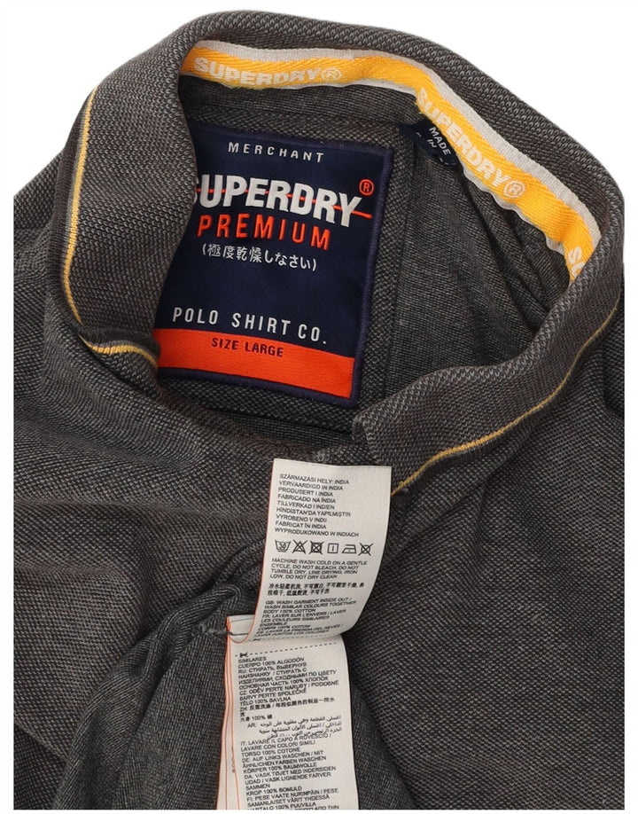 SUPERDRY Herren-Poloshirt, große graue Baumwolle