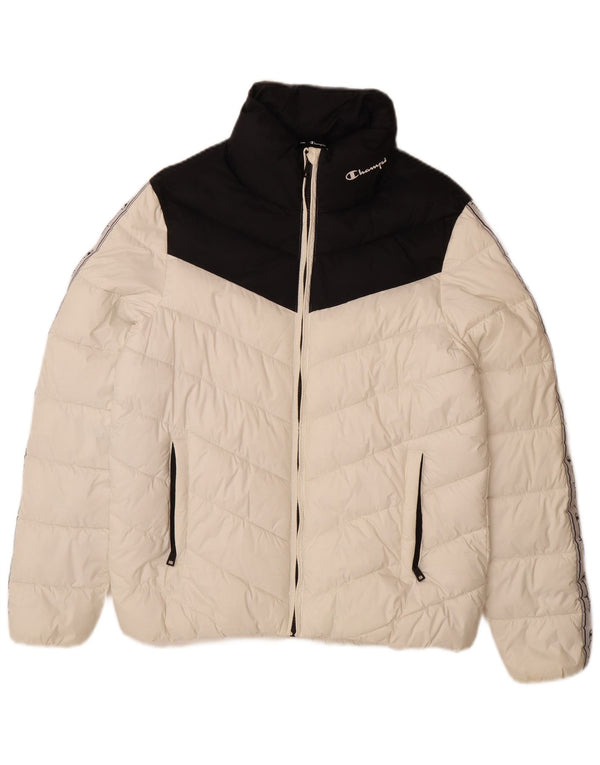 Champion Womens Graphic Wattierte Jacke UK 16 Large Weiß Colourblock
