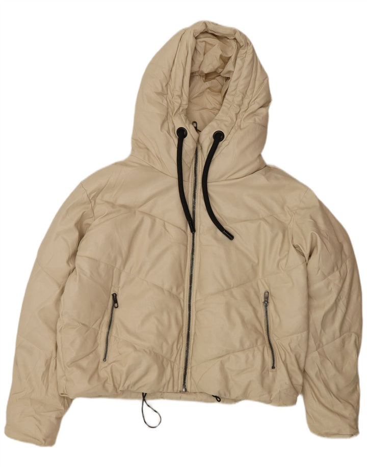 Zara Damen Übergroße, gepolsterte Kapuzenjacke UK 6 XS Beige