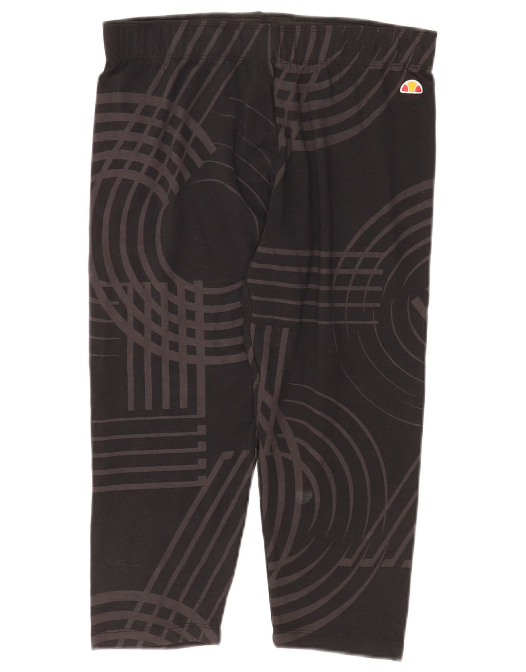 Ellesse Damen Capri-Leggings UK 12 Mittelschwarze geometrische Baumwolle