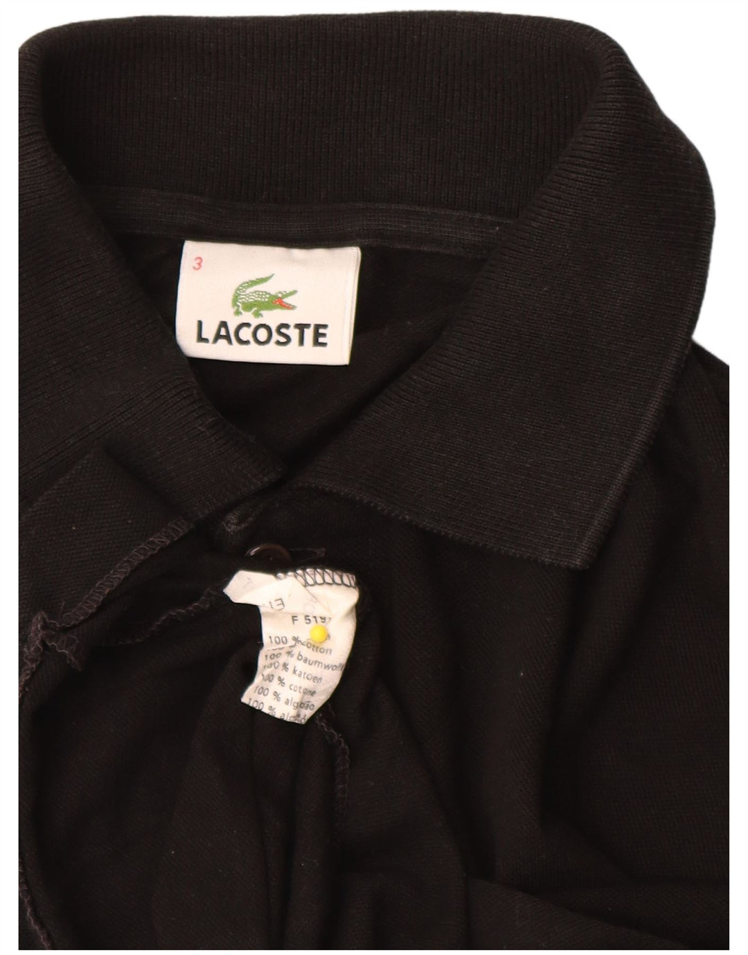 Lacoste Herren-Poloshirt, Größe 3, klein, schwarze Baumwolle