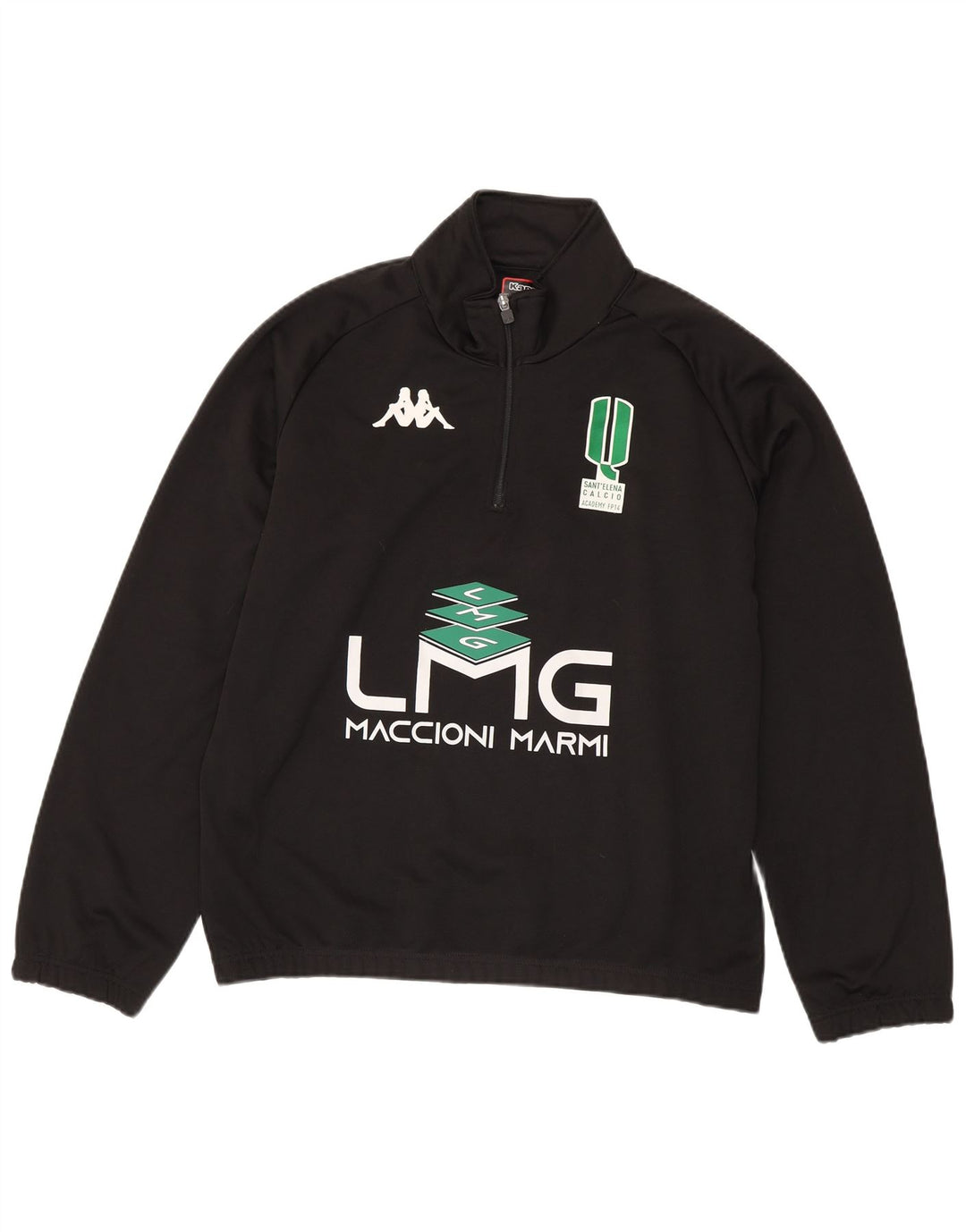 Kappa Herren Grafik-Sweatshirt mit Reißverschluss am Hals, groß, aus schwarzem Polyester