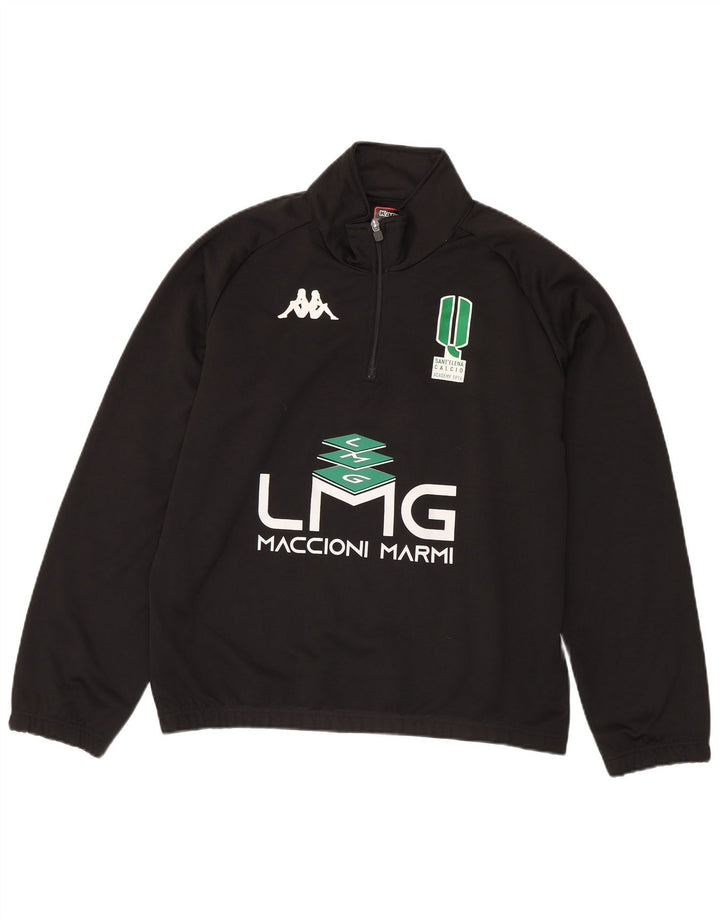 Kappa Herren Grafik-Sweatshirt mit Reißverschluss am Hals, groß, aus schwarzem Polyester