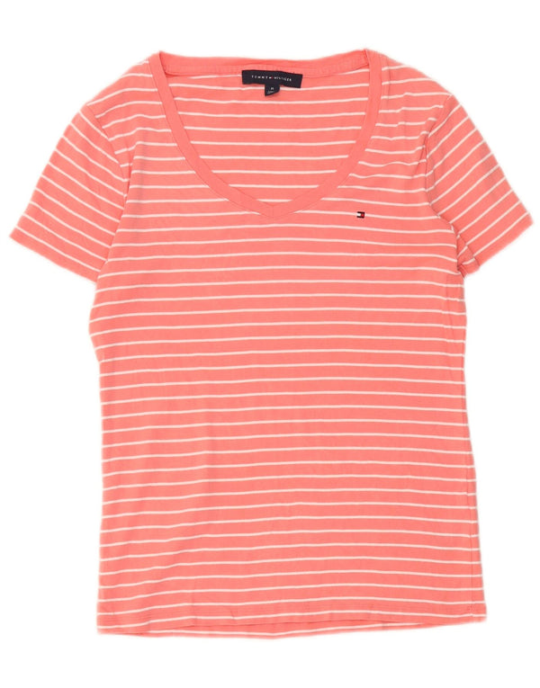 Tommy Hilfiger Damen T-Shirt Top UK 12 Mittelrosa gestreift aus Baumwolle