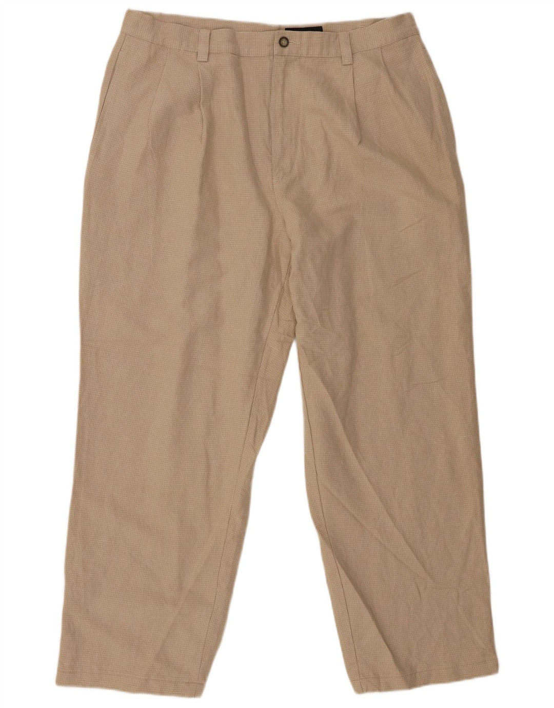 EDDIE BAUER Herren-Chinohose mit Pegged, W36, L30, Beige Hahnentritt-Leinen