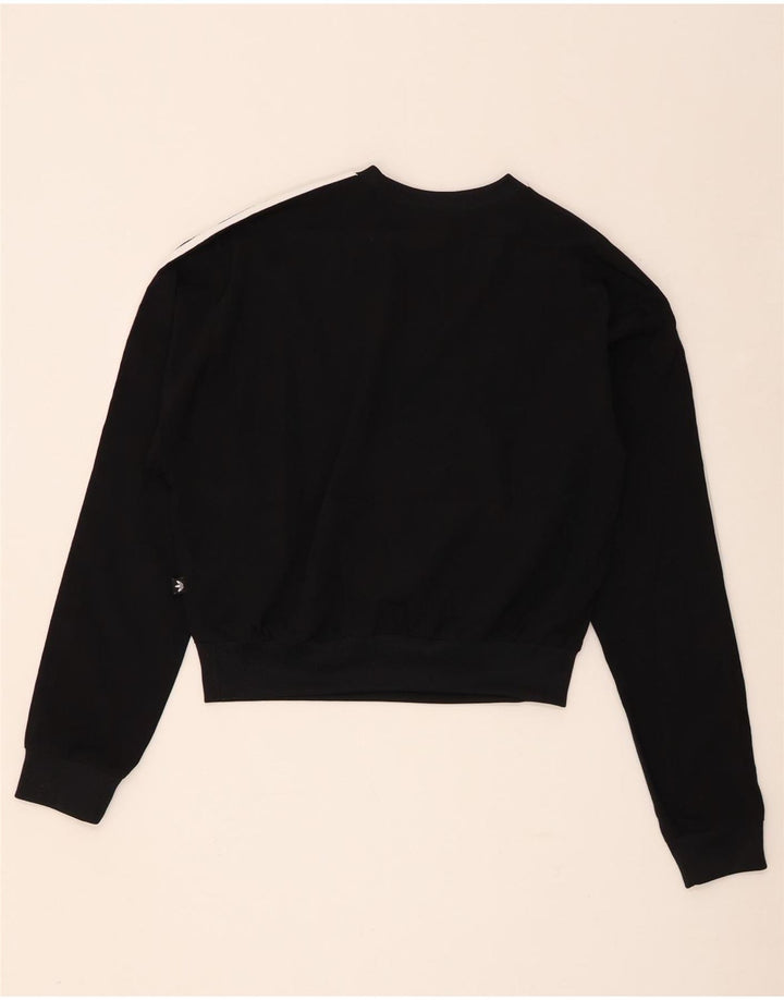 Adidas Damen Crop Oversized Sweatshirt Pullover UK 8 Small Schwarz Polyester