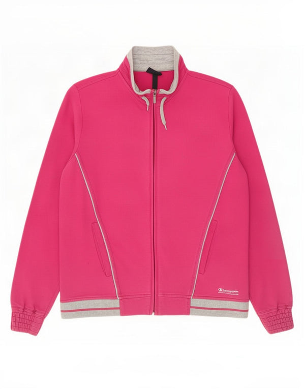Champion Damen-Trainingsanzug-Top-Jacke, UK 12, mittelrosa, Colourblock-Baumwolle
