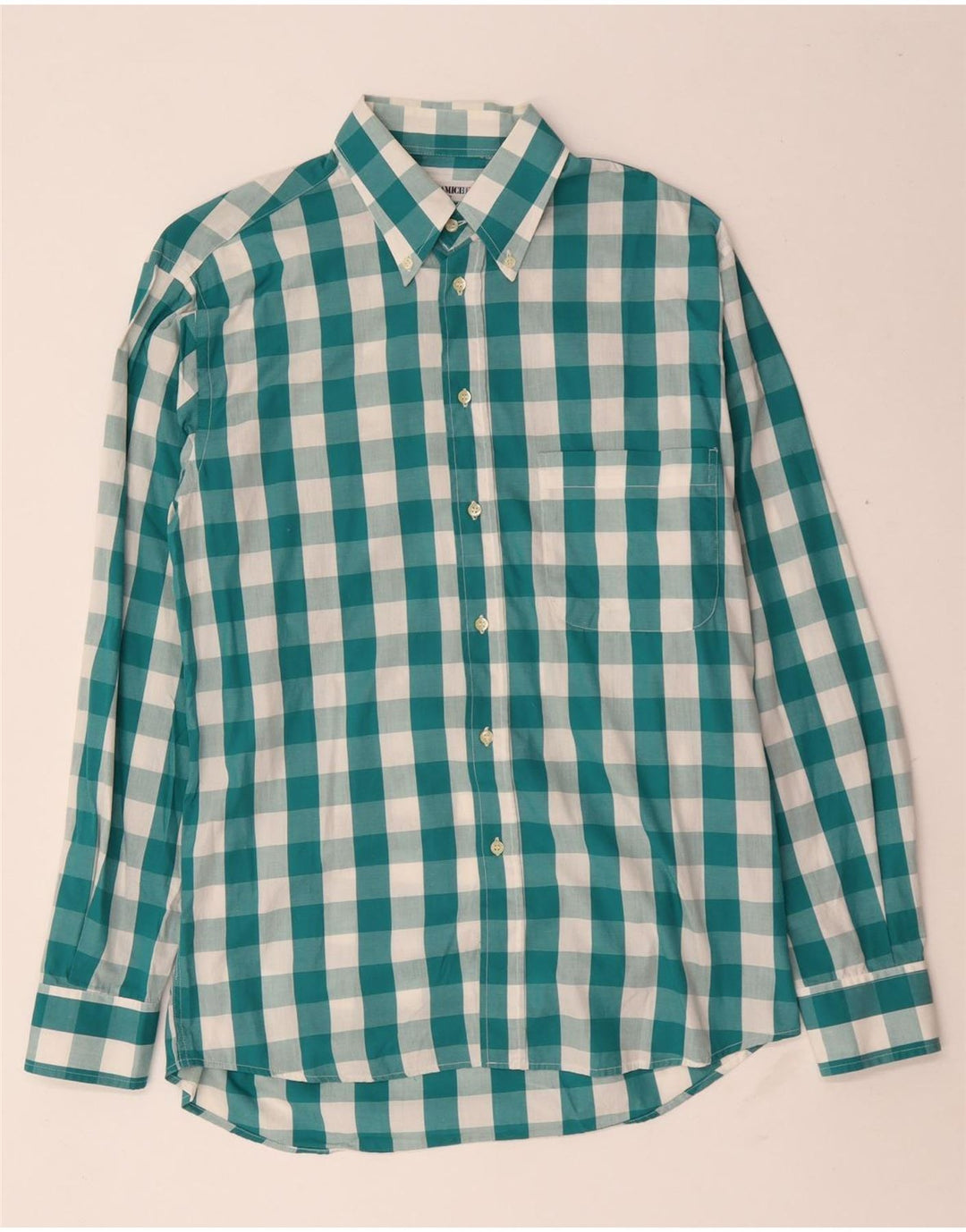 Enara Camicece Herrenhemd aus mittelgrüner Gingham-Baumwolle