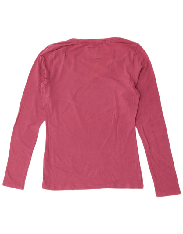 Freddy Womens Graphic Top Langarm UK 18 XL Rosa Baumwolle