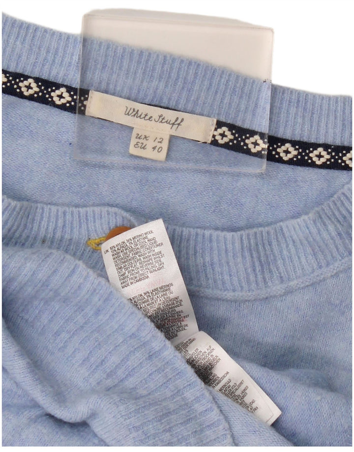WHITE STUFF Damen-Cardigan-Pullover UK 12 Mittelblaues Nylon