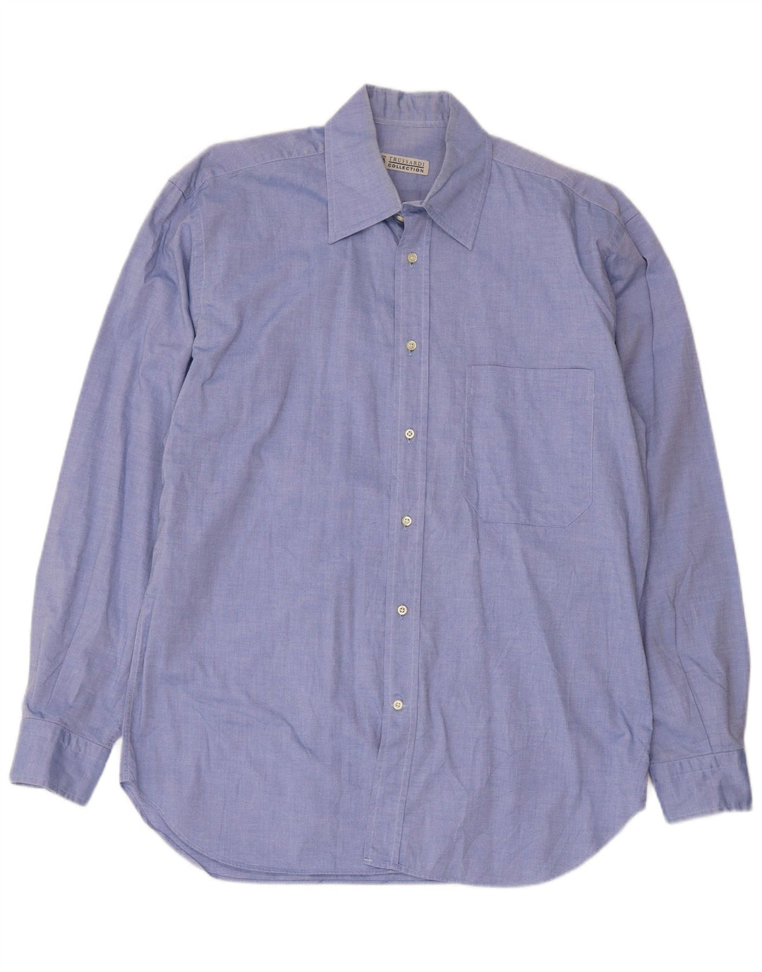 Trussardi Jeans Herrenhemd Größe 40 15 1/2 mittelblaue Baumwolle