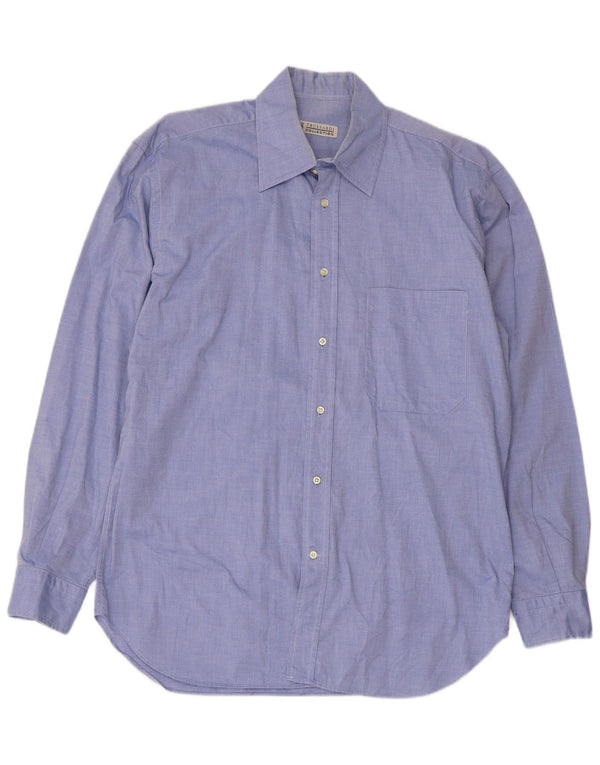 Trussardi Jeans Herrenhemd Größe 40 15 1/2 mittelblaue Baumwolle