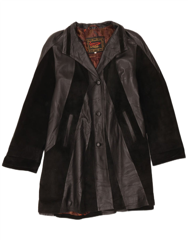 Adarcrea Damen Ledermantel EU 48 2XL Schwarzes Colourblock-Leder