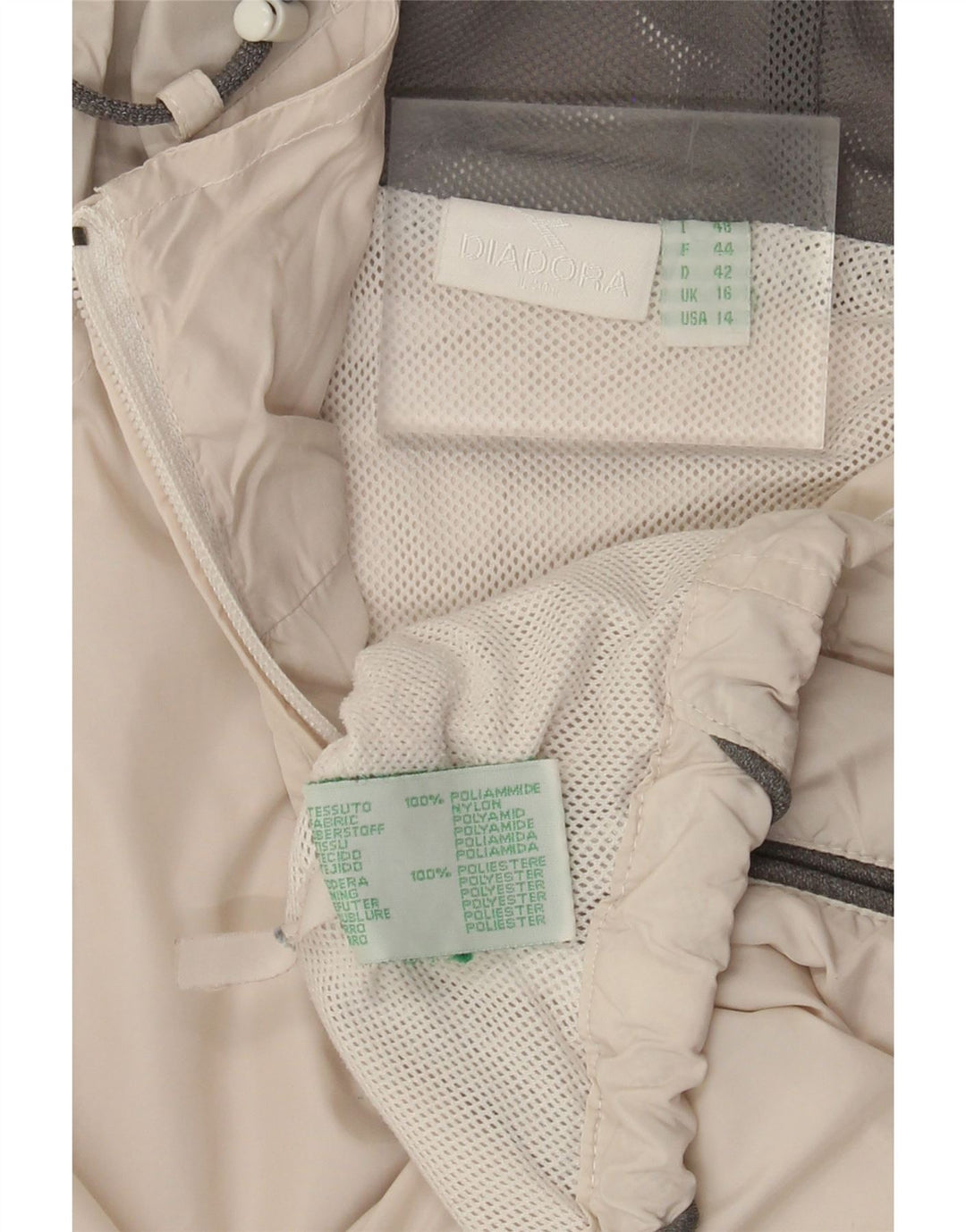 Diadora Damen Übergroße Kapuzenweste UK 16 Large Beige Polyamid