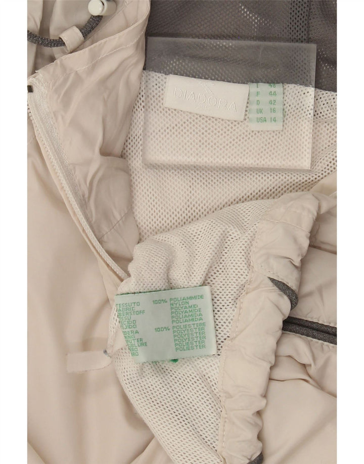 Diadora Damen Übergroße Kapuzenweste UK 16 Large Beige Polyamid