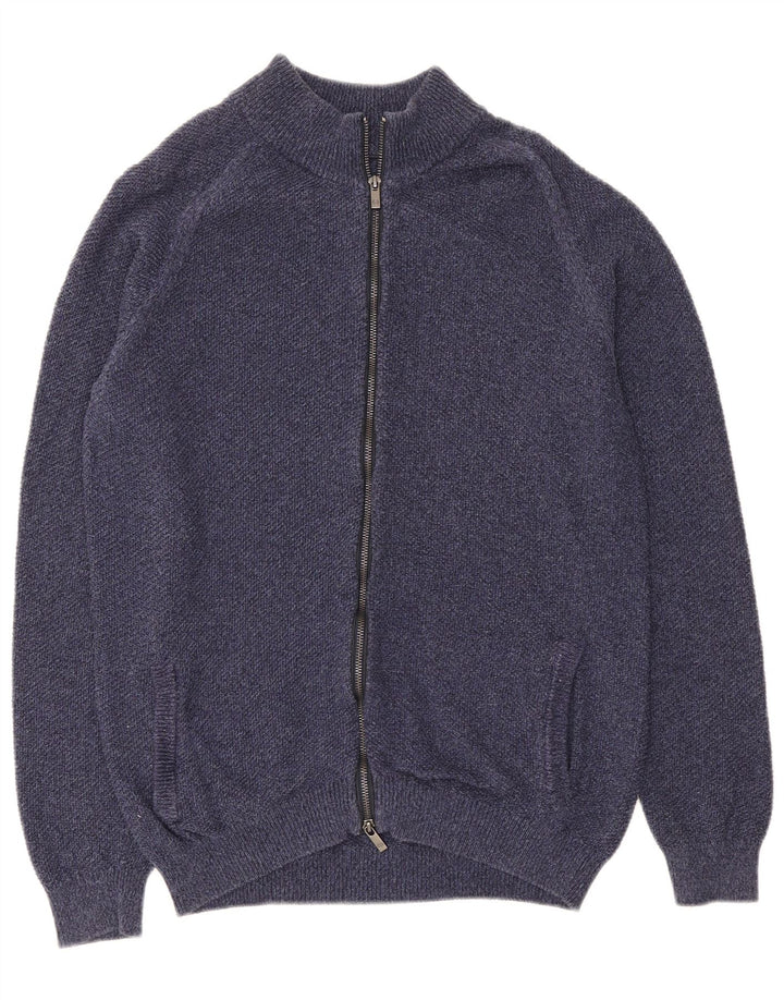Massimo Dutti Herren-Strickjacke, groß, marineblaue Baumwolle
