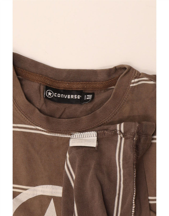 Converse Herren Grafik-T-Shirt-Oberteil aus mittelbraun gestreifter Baumwolle