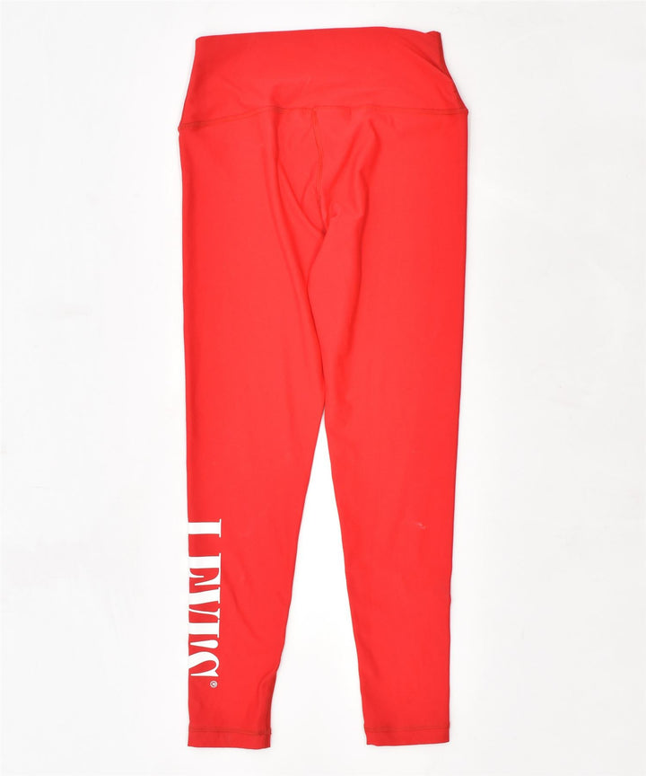 LEVI'S Womens Graphic Leggings UK 8 Small Red Polyamide | Vintage | Thrift | Second-Hand | Used Clothing | Messina Hembry 
