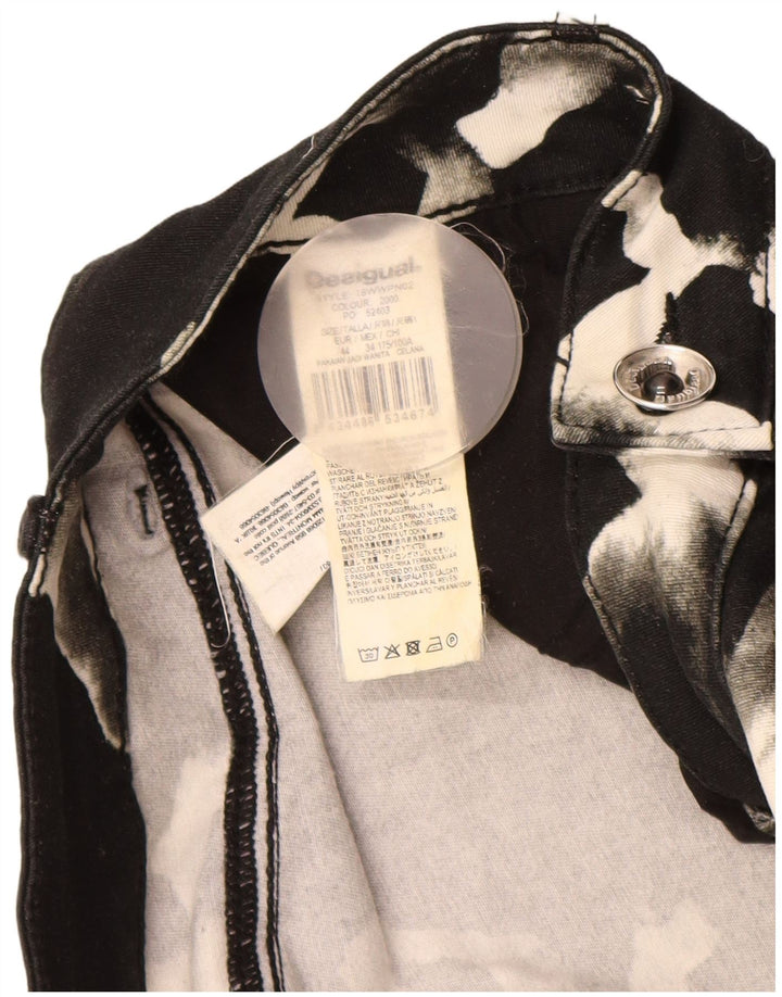 DESIGUAL Damen Skinny Freizeithose EU 44 XL W34 L31 Schwarzer Animal-Print