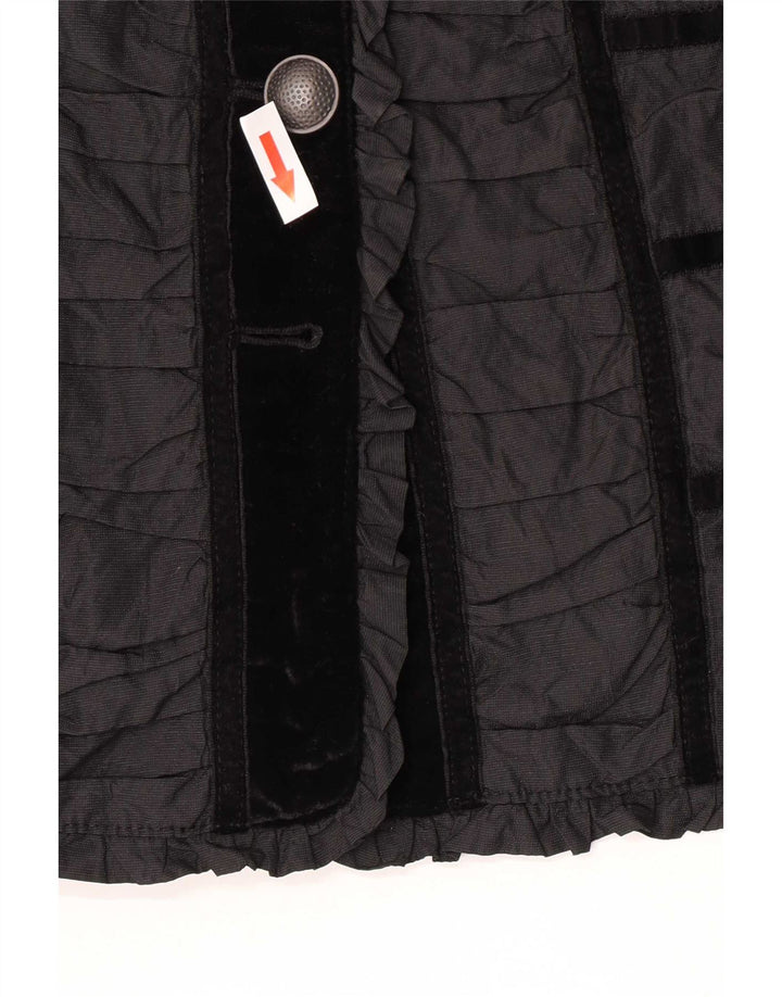 Vintage Damen 4-Knopf-Blazerjacke UK 14 Mittelschwarzer Farbblock