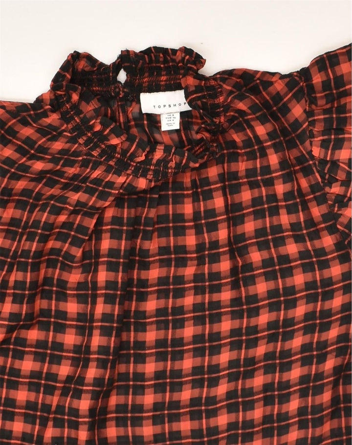 TOPSHOP Womens Blouse Top UK 8 Small Red Check Polyester | Vintage Topshop | Thrift | Second-Hand Topshop | Used Clothing | Messina Hembry 