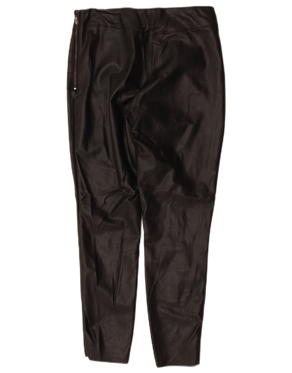 Topshop Damen-Hose aus Kunstleder mit hoher Taille, schmal, Größe 10, B26, L25, Schwarz