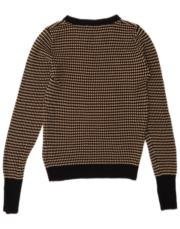 Zara Damen Crop Crew Neck Pullover Pullover UK 12 Mittelbraun Geometrisch