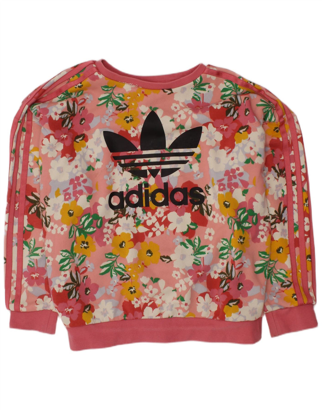 ADIDAS Mädchen-Sweatshirt mit Grafik, 9–10 Jahre, rosa Blumenmuster, Baumwolle