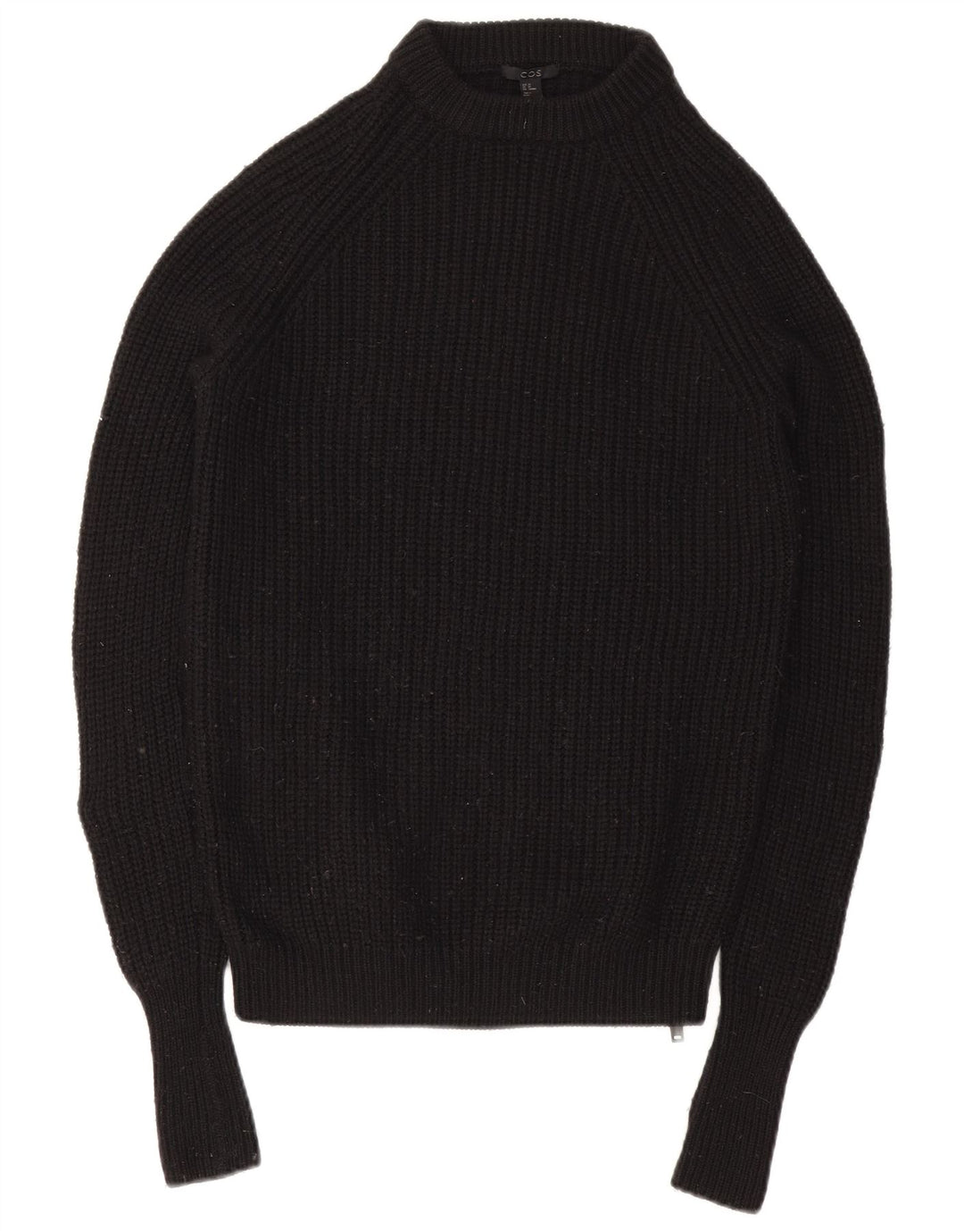 Cos Herren-Pullover mit Rundhalsausschnitt, XS, schwarze Wolle