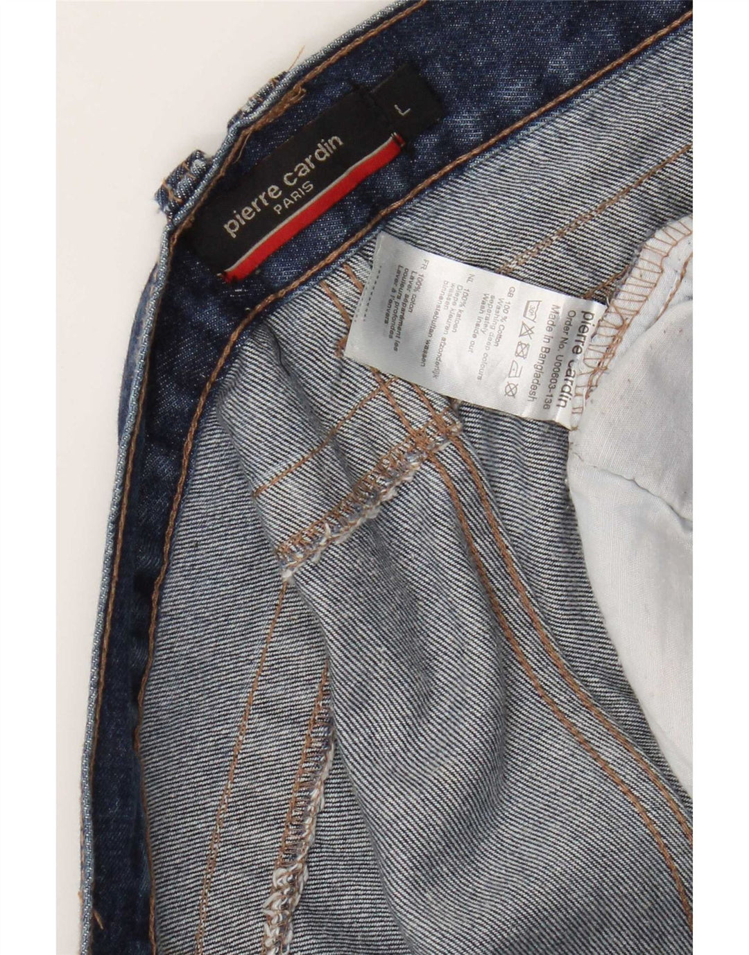 Pierre Cardin Herren-Jeansshorts, Größe L, W36, blaue Baumwolle