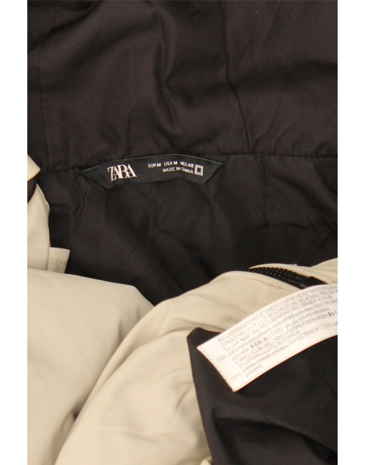 Zara Herren Bomberjacke mit Kapuze UK 38 Medium Beige Polyethylen