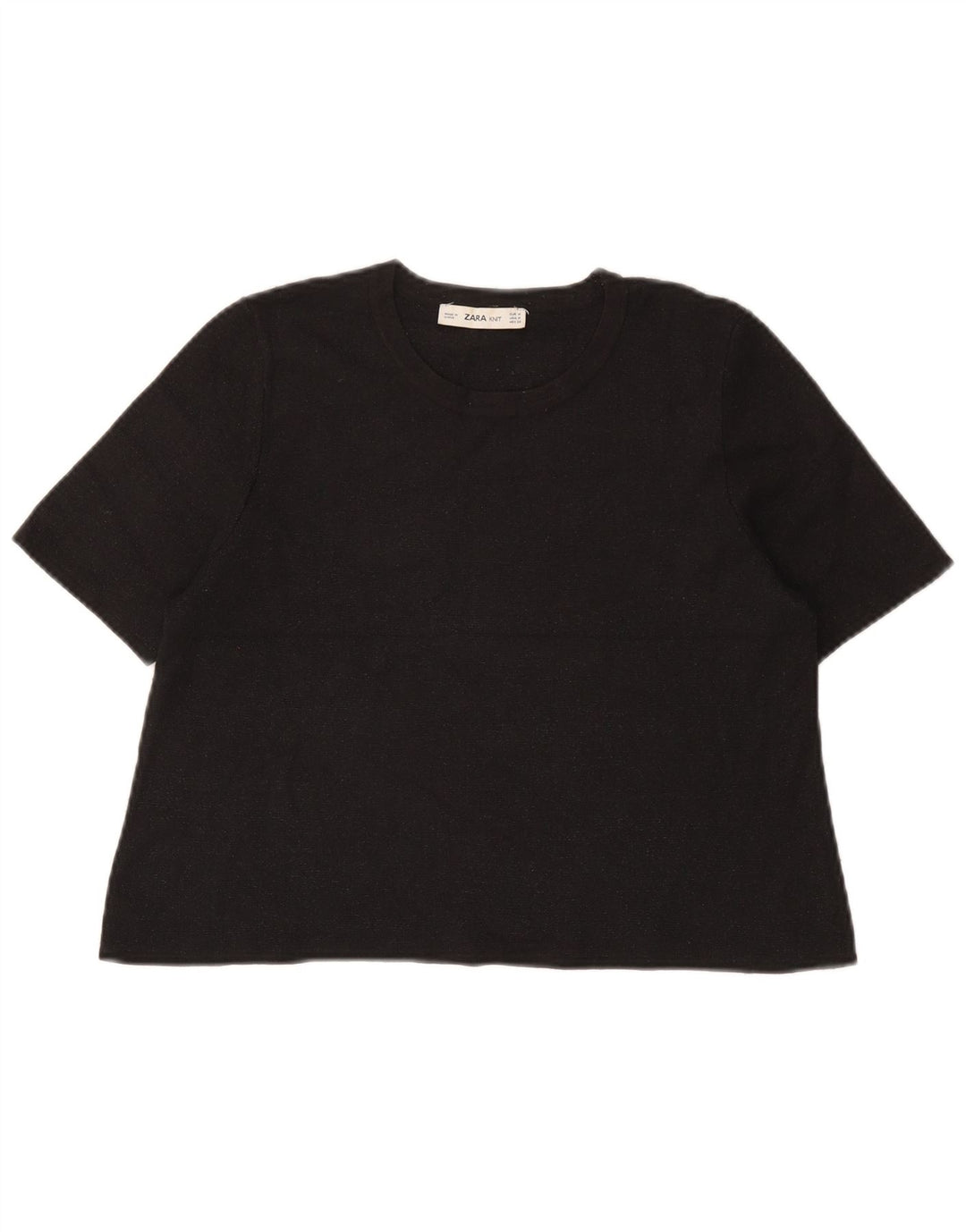 Zara Damen Crop T-Shirt Top UK 12 Medium Schwarz