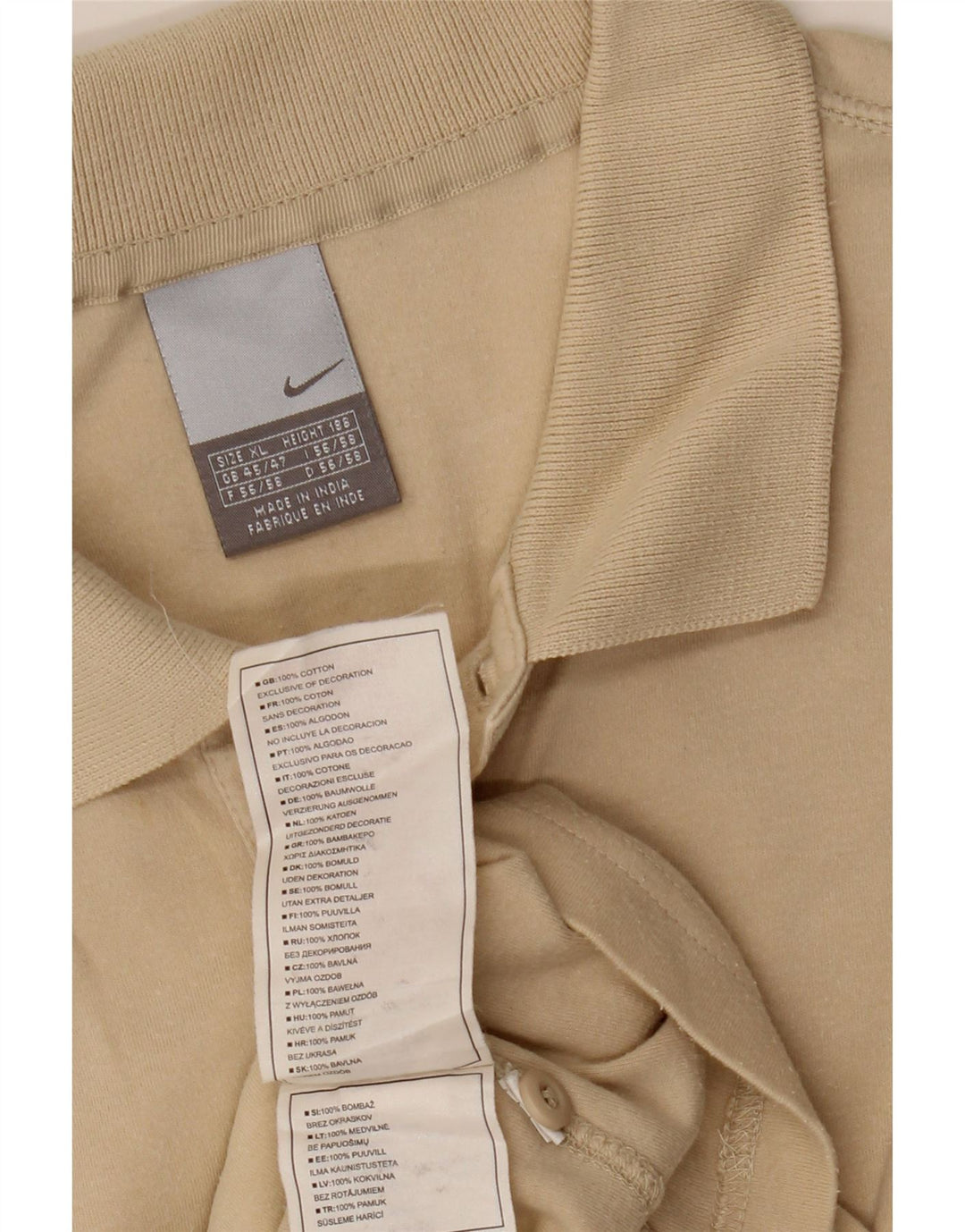 Nike Herren Poloshirt UK 45/47 XL Beige Baumwolle