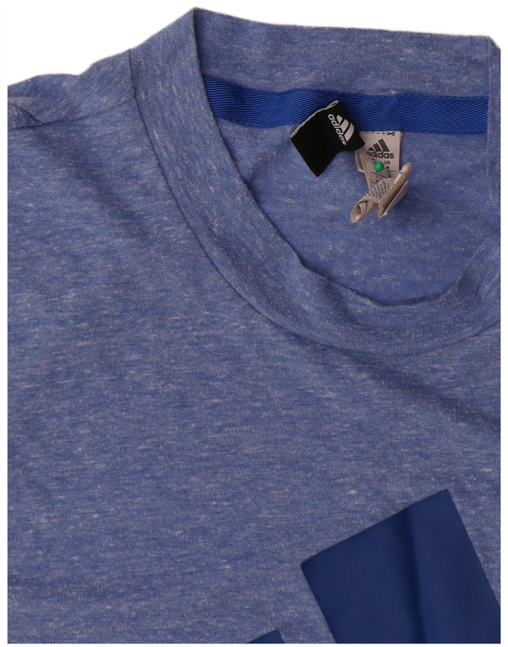 Adidas Herren Grafik-T-Shirt-Oberteil Mittelblau meliertes Polyester