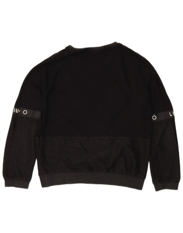 LIU JO Womens Crew Neck Jumper Sweater UK 14 Medium Black Colourblock