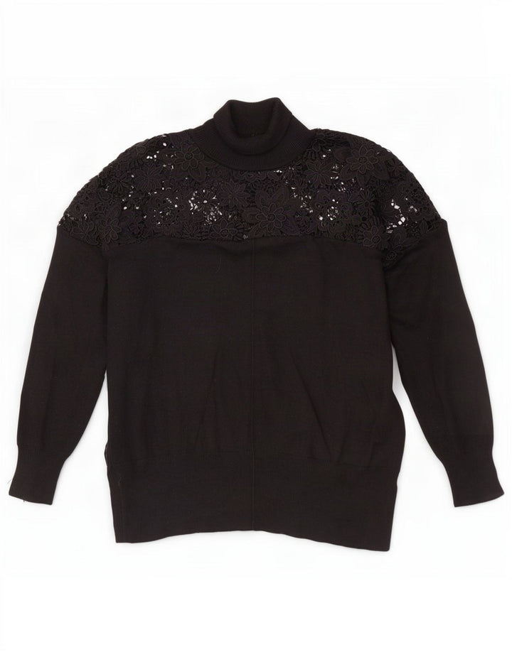 French Connection Rollkragenpullover für Damen, Gr. 14, Mittelschwarz, geblümt