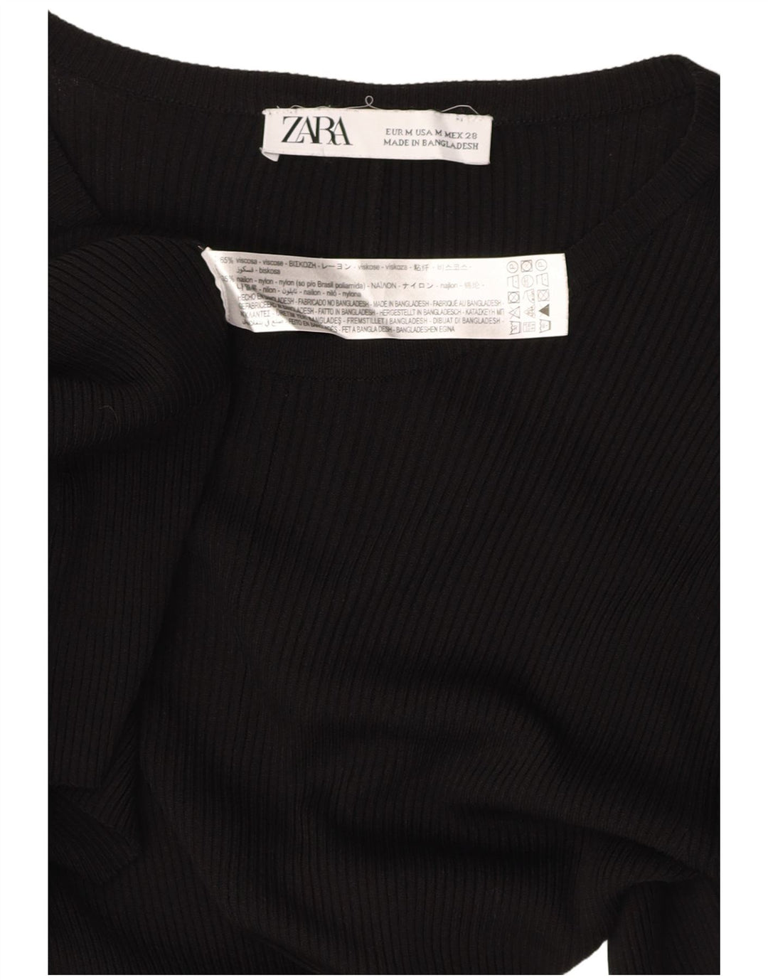 ZARA Damen Langarm-Maxikleid UK 12 Mittelschwarze Viskose