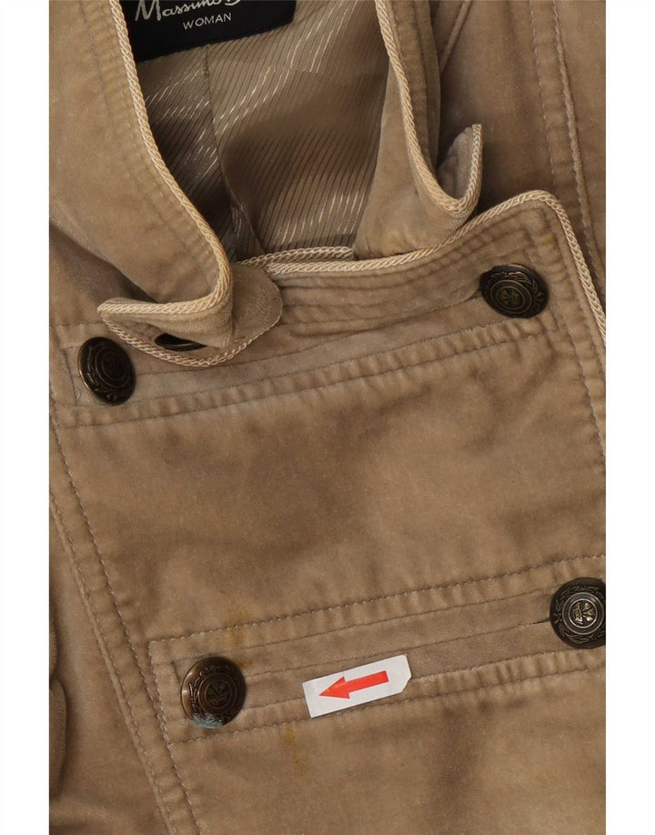 Massimo Dutti Damen Zweireihige Militär-Blazerjacke UK 18 XL Beige
