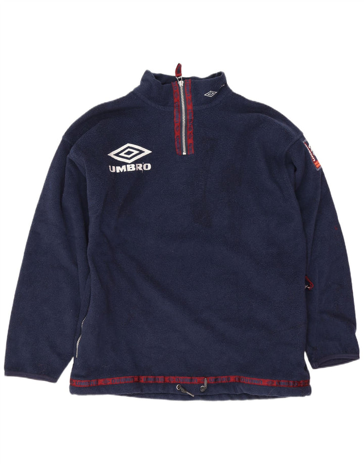 Umbro Herren-Fleecepullover mit grafischem Reißverschluss und großem Kragen, Marineblau, Polyester