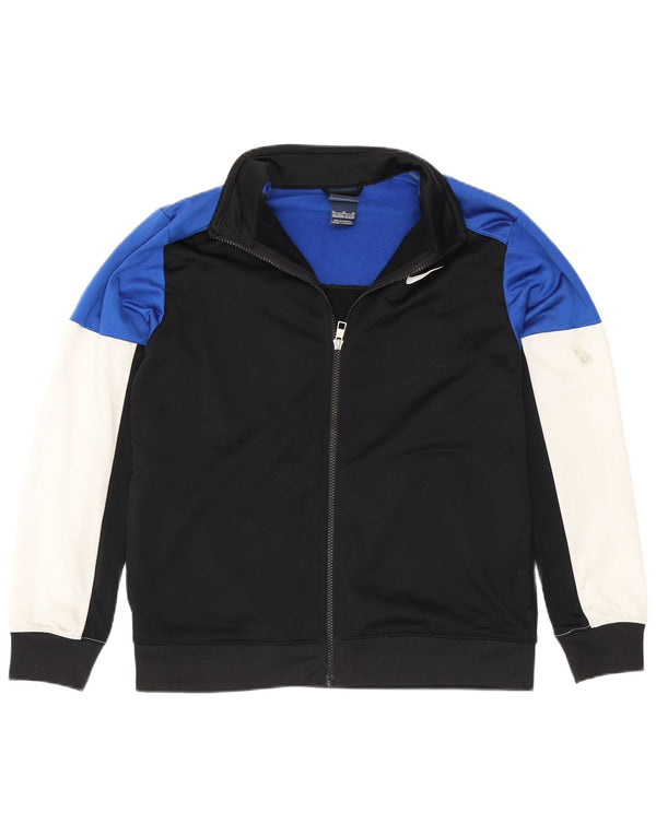 Nike Jungen-Trainingsanzug-Top-Jacke, 13–14 Jahre, XL, schwarzes Farbblock-Polyester
