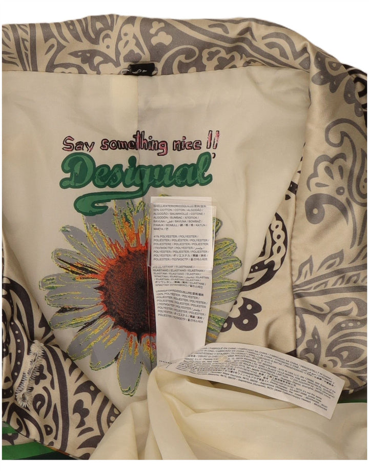 Desigual Damen Mantel EU 40 Mittelweiße Paisley-Baumwolle