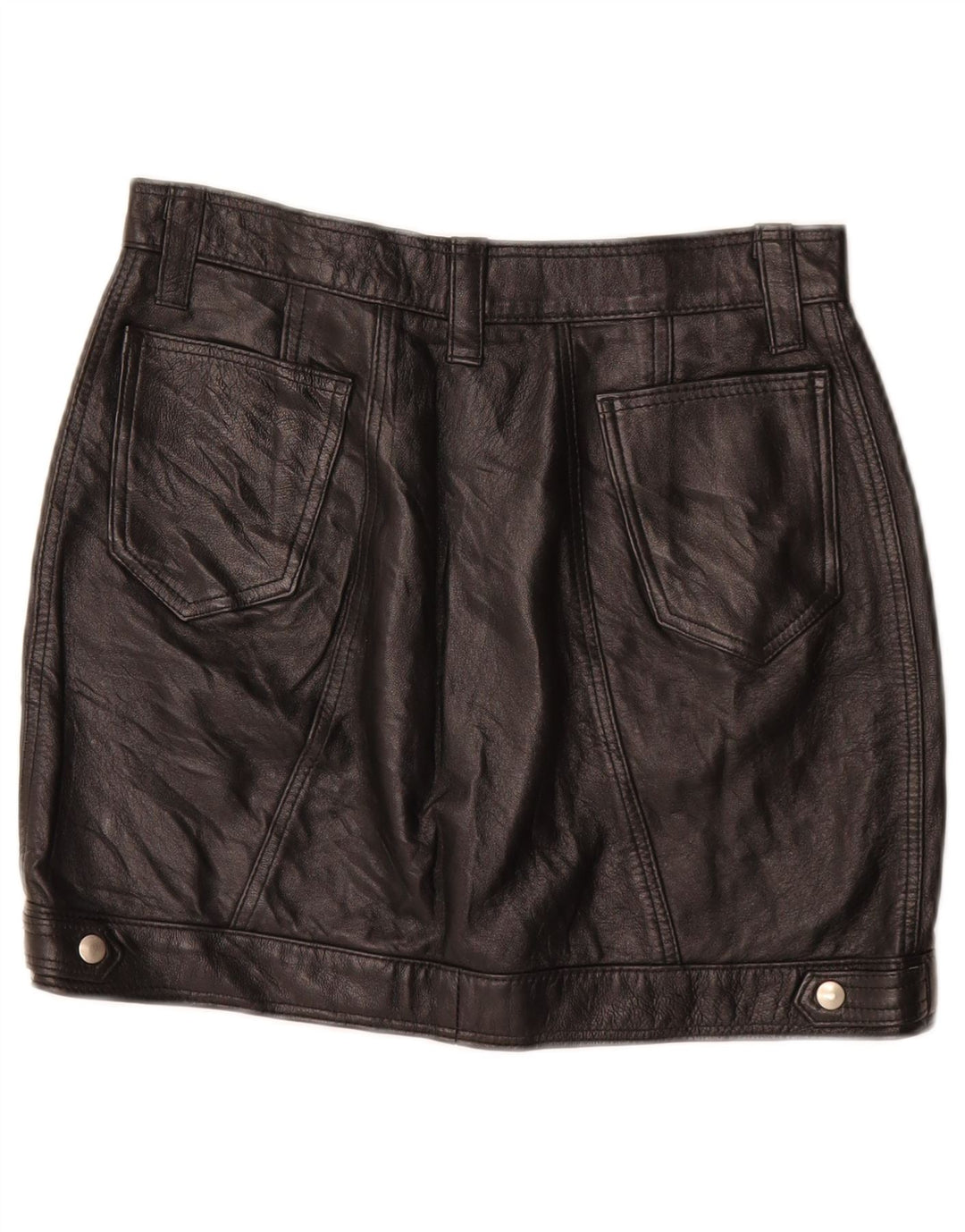 Vintage Damen Mini Lederrock W26 Small Schwarz